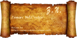 Zeman Nándor névjegykártya